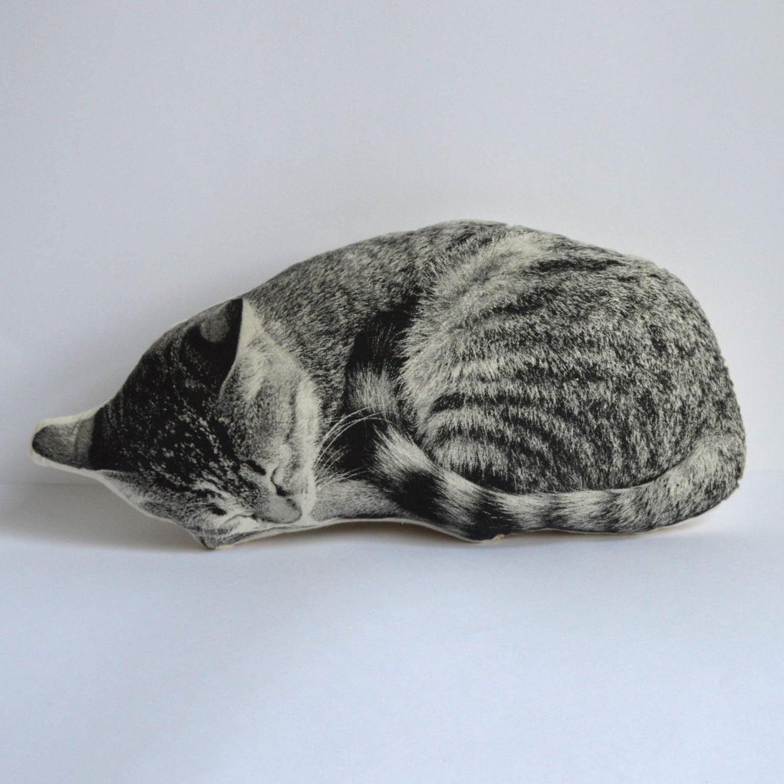 Silkscreen Sleeping Cat Pillow Snuggle Up with Feline Serenity