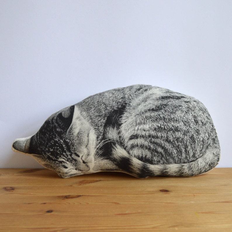 Silkscreen Sleeping Cat Pillow Snuggle Up with Feline Serenity