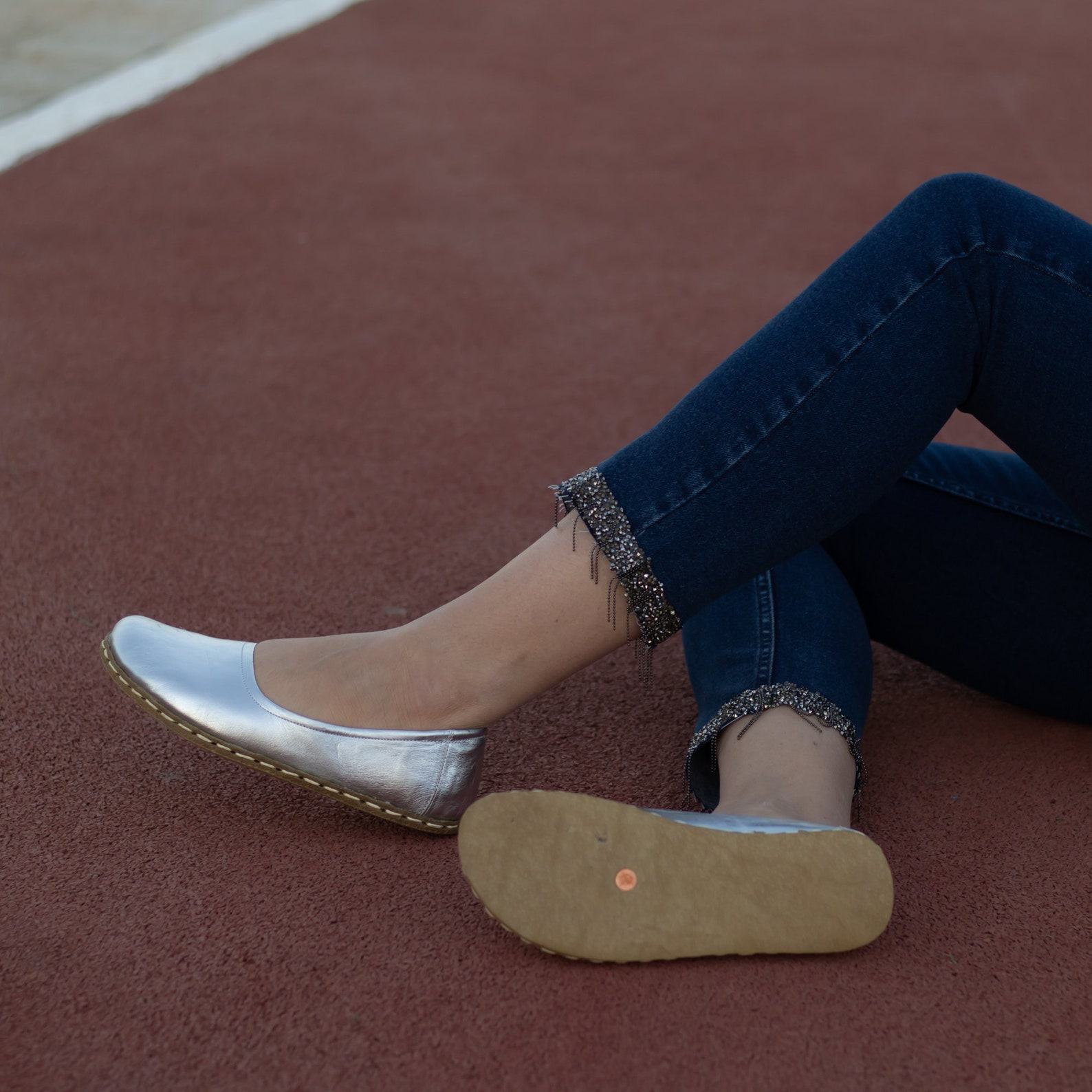 Silver Leather Grounding Shoes for Women | Barefoot Earthing Comfort