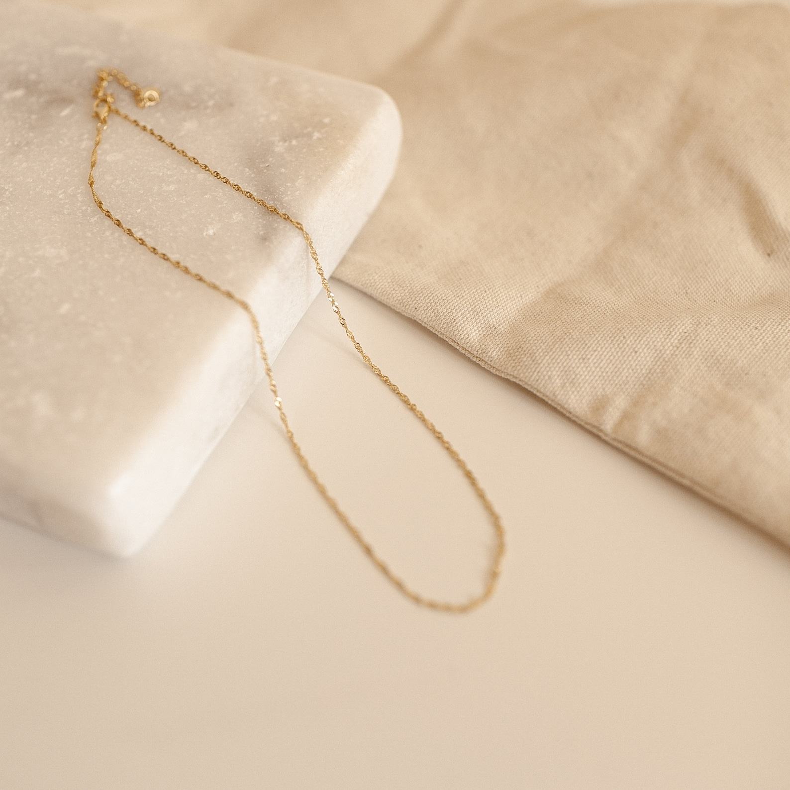 Singapore Necklace Minimalist Layering Necklace in Gold and Sterling Silver by Caitlyn Minimalist (NR021)