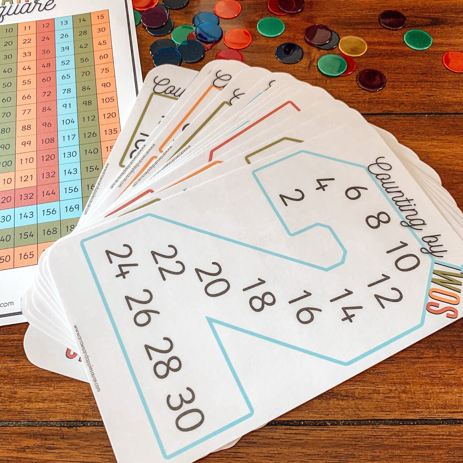 Skip Counting Cards Printable Multiplication Practice for Homeschool and Classroom Math