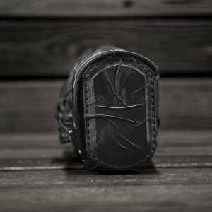 Skull-Emblazoned Leather Motorcycle Accessory Collection Fork Bag, Tool Bag, Front Bag, and Bar Bag