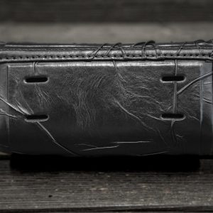 Skull-Emblazoned Leather Motorcycle Accessory Collection Fork Bag, Tool Bag, Front Bag, and Bar Bag