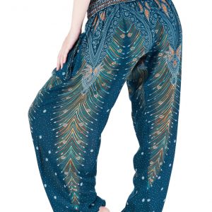 Smocked Waist Boho Pants Hippie Bohemian Style Trousers for Yoga, Aladdin, and Thai Wear