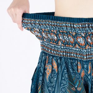 Smocked Waist Boho Pants Hippie Bohemian Style Trousers for Yoga, Aladdin, and Thai Wear