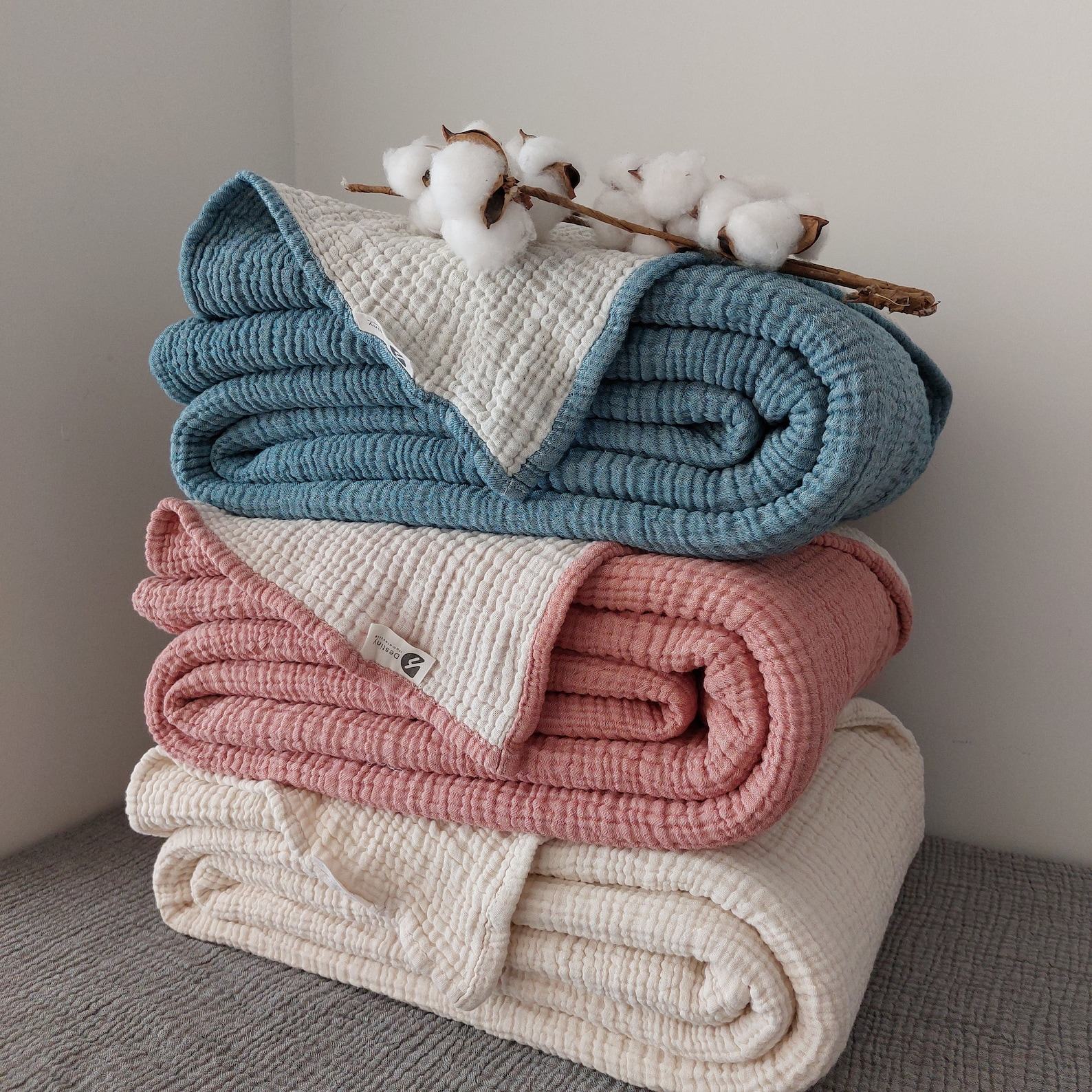 Snuggle Up in Serenity Organic Muslin Bedcover for Breathable, OEKO-TEX Certified Comfort