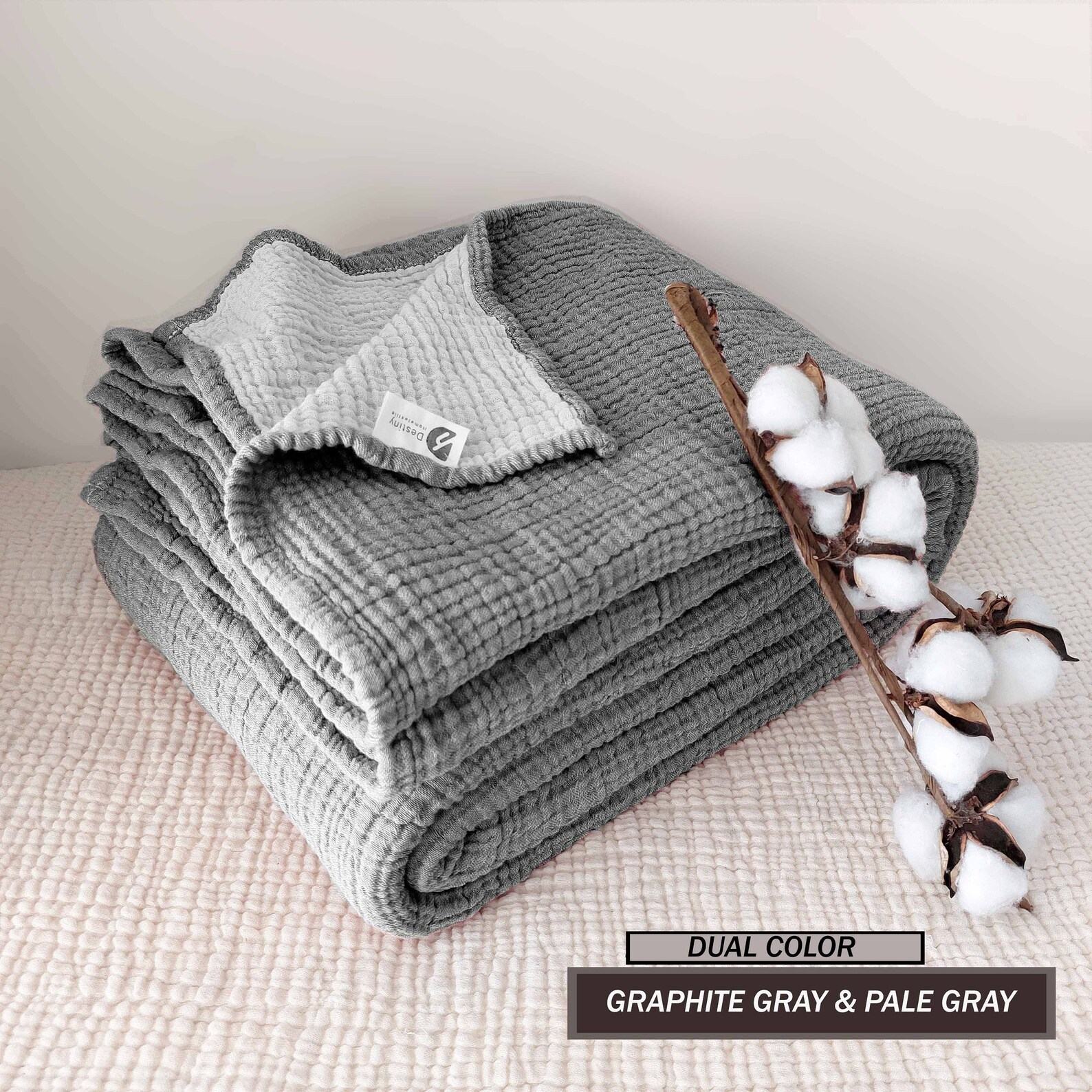 Snuggle Up in Serenity Organic Muslin Bedcover for Breathable, OEKO-TEX Certified Comfort