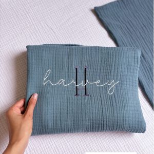 Snuggle Up in Sweet Dreams Personalized Muslin Duvet Cover Set for Your Precious Little One