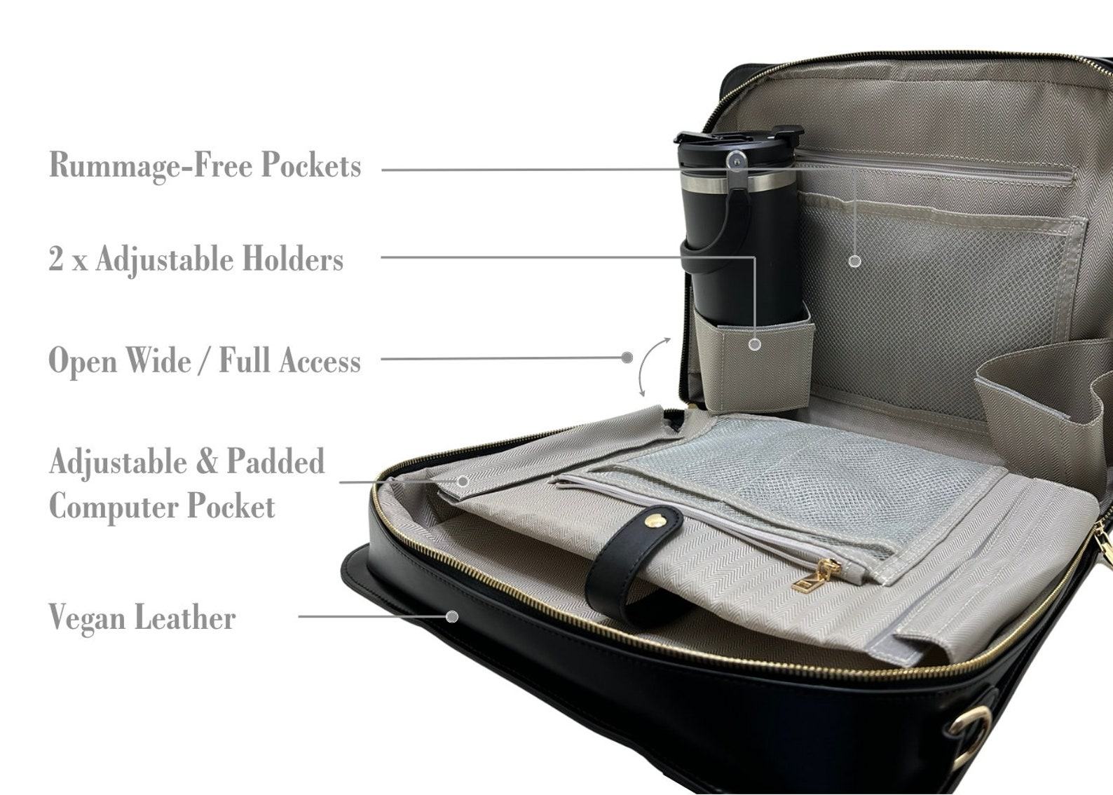 Sophisticated Vegan Leather MacBook Bag Timeless Work Bag for Women, Perfect for Back to School - Image 4