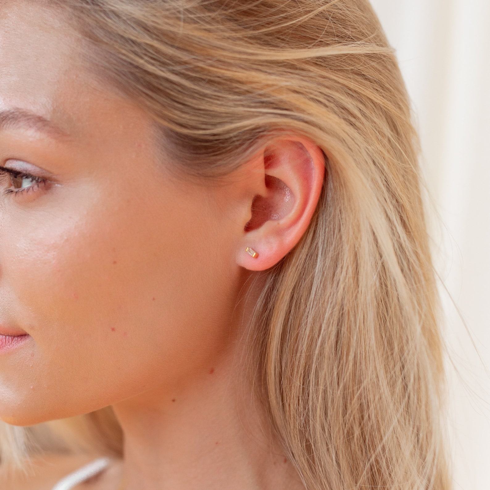 Sparkling Baguette Diamond Studs Elevate Your Style with Minimalist Elegance