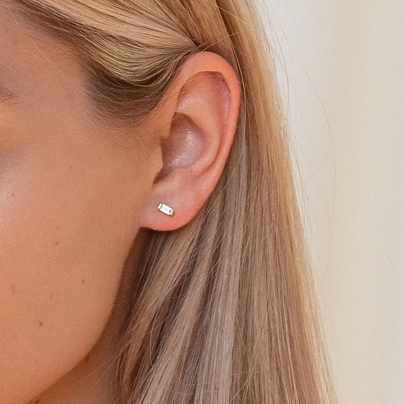 Sparkling Baguette Diamond Studs Elevate Your Style with Minimalist Elegance