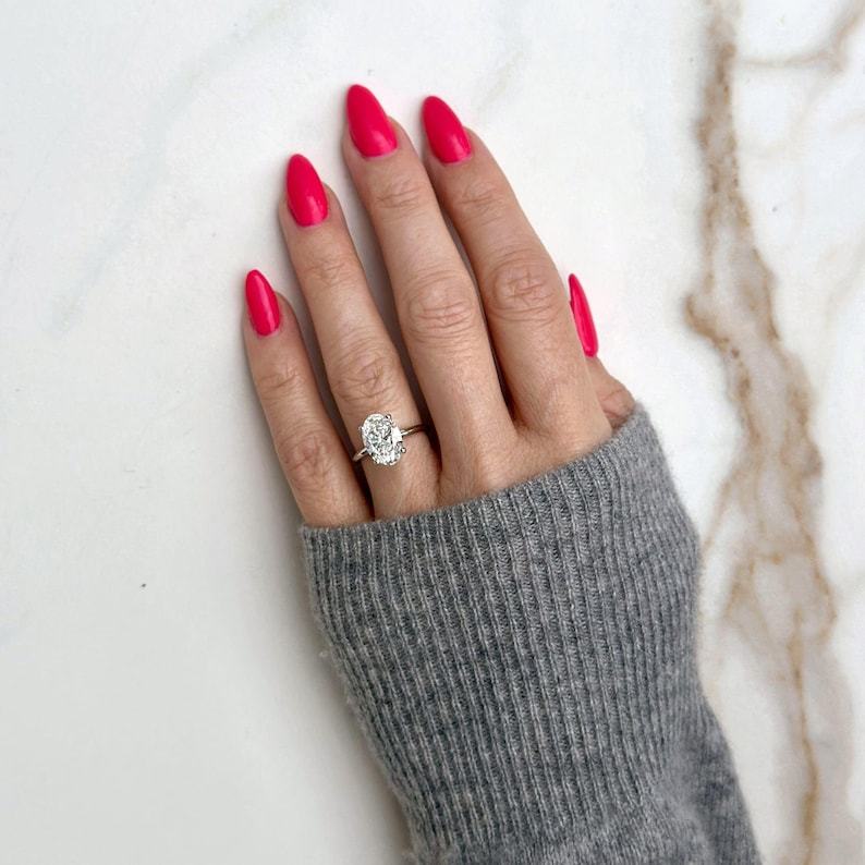 Sparkling Elegance 3 Carat Oval Lab-Grown Diamond Engagement Ring with Hidden Halo, IGI Certified