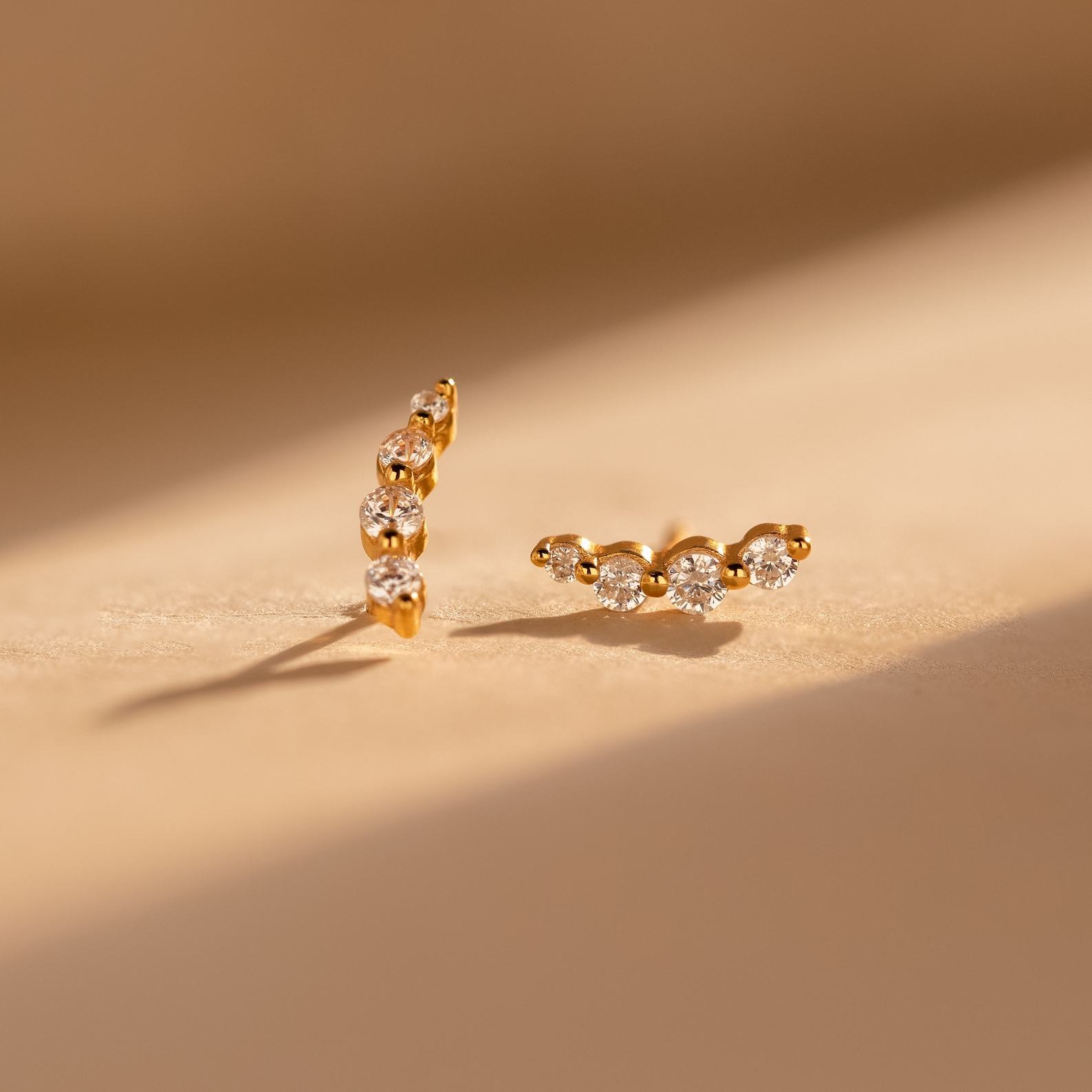 Sparkling Elegance Caitlyn Minimalist’s Diamond Climber Earrings for Everyday Radiance
