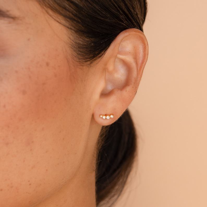 Sparkling Elegance Caitlyn Minimalist’s Diamond Climber Earrings for Everyday Radiance