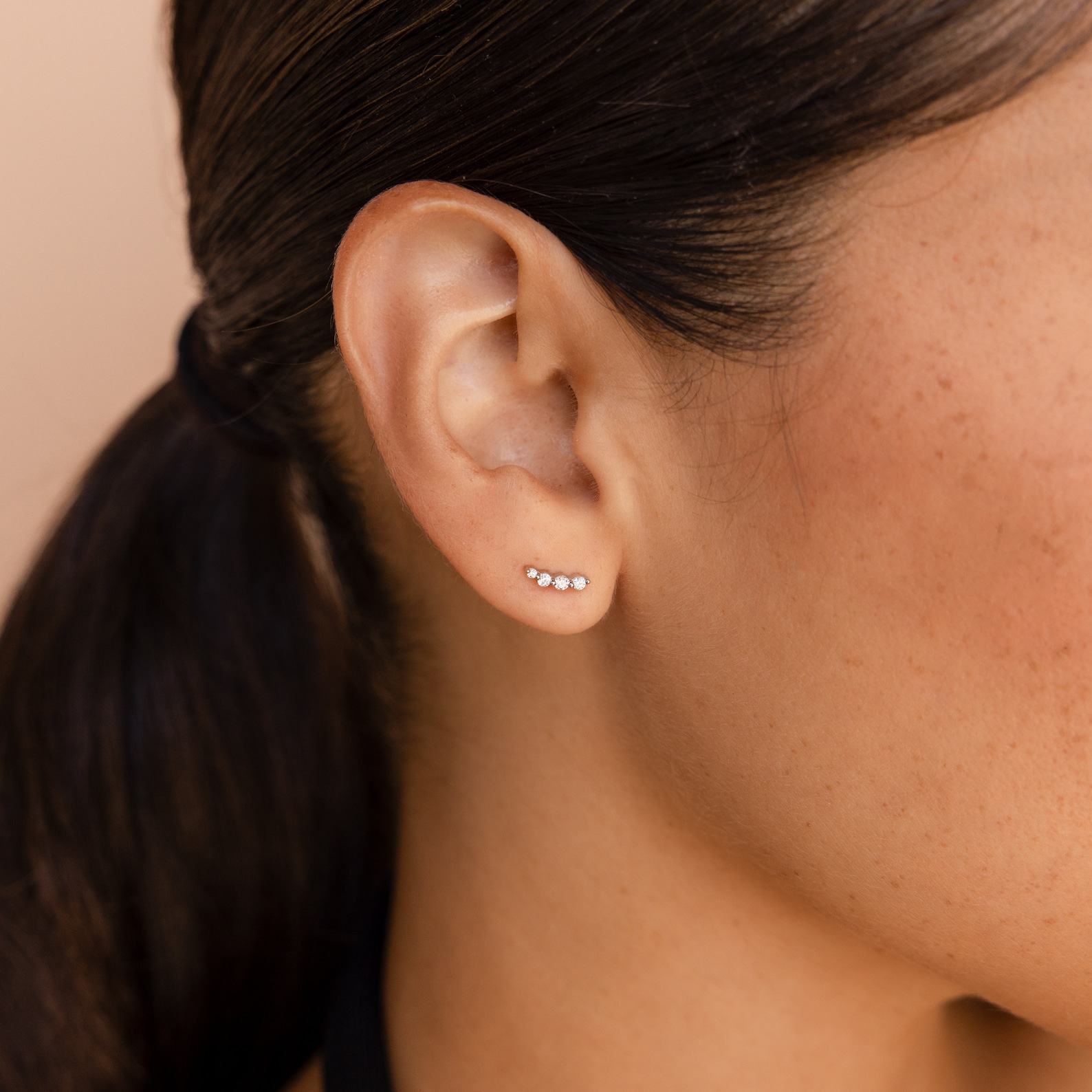 Sparkling Elegance Caitlyn Minimalist’s Diamond Climber Earrings for Everyday Radiance