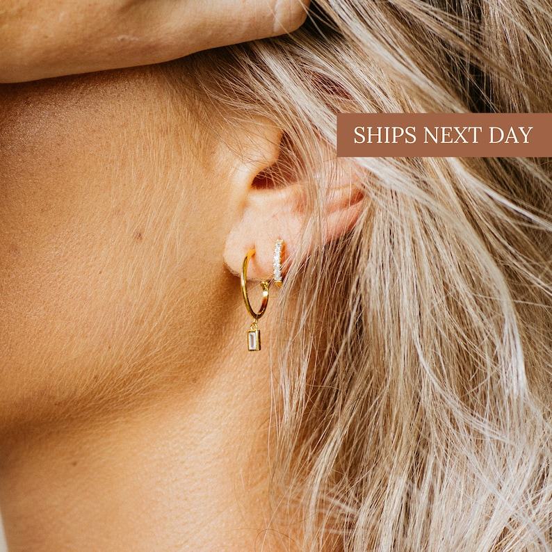 Sparkling Elegance Caitlyn’s Diamond Drop Hoop Earrings for a Timeless Minimalist Look