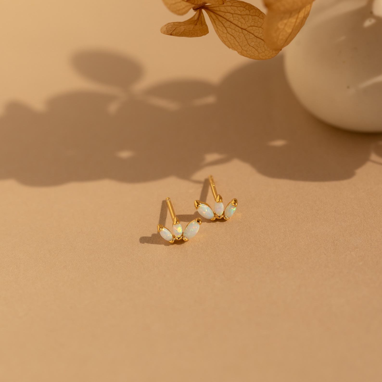 Sparkling Elegance Caitlyn’s Opal Flower Stud Earrings – A Delicate Touch of Shimmer