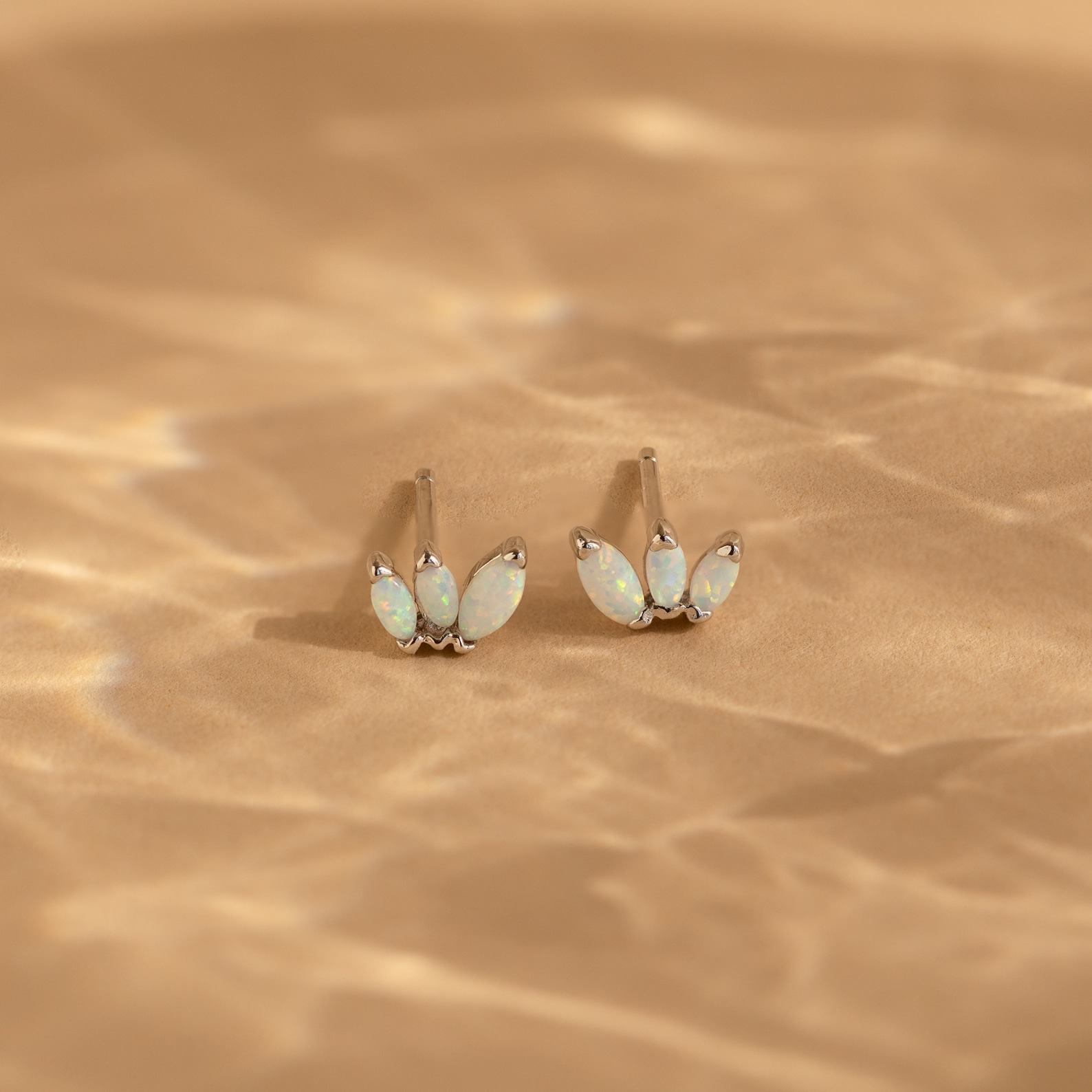 Sparkling Elegance Caitlyn’s Opal Flower Stud Earrings – A Delicate Touch of Shimmer