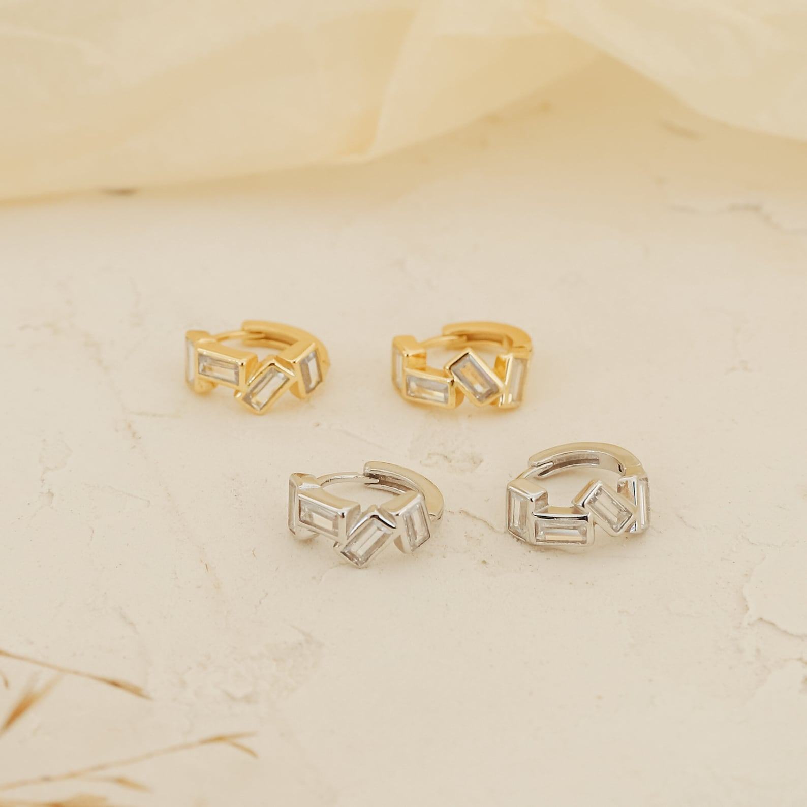 Sparkling Glacier Baguette Diamond Huggie Hoops Elevate Your Everyday Style