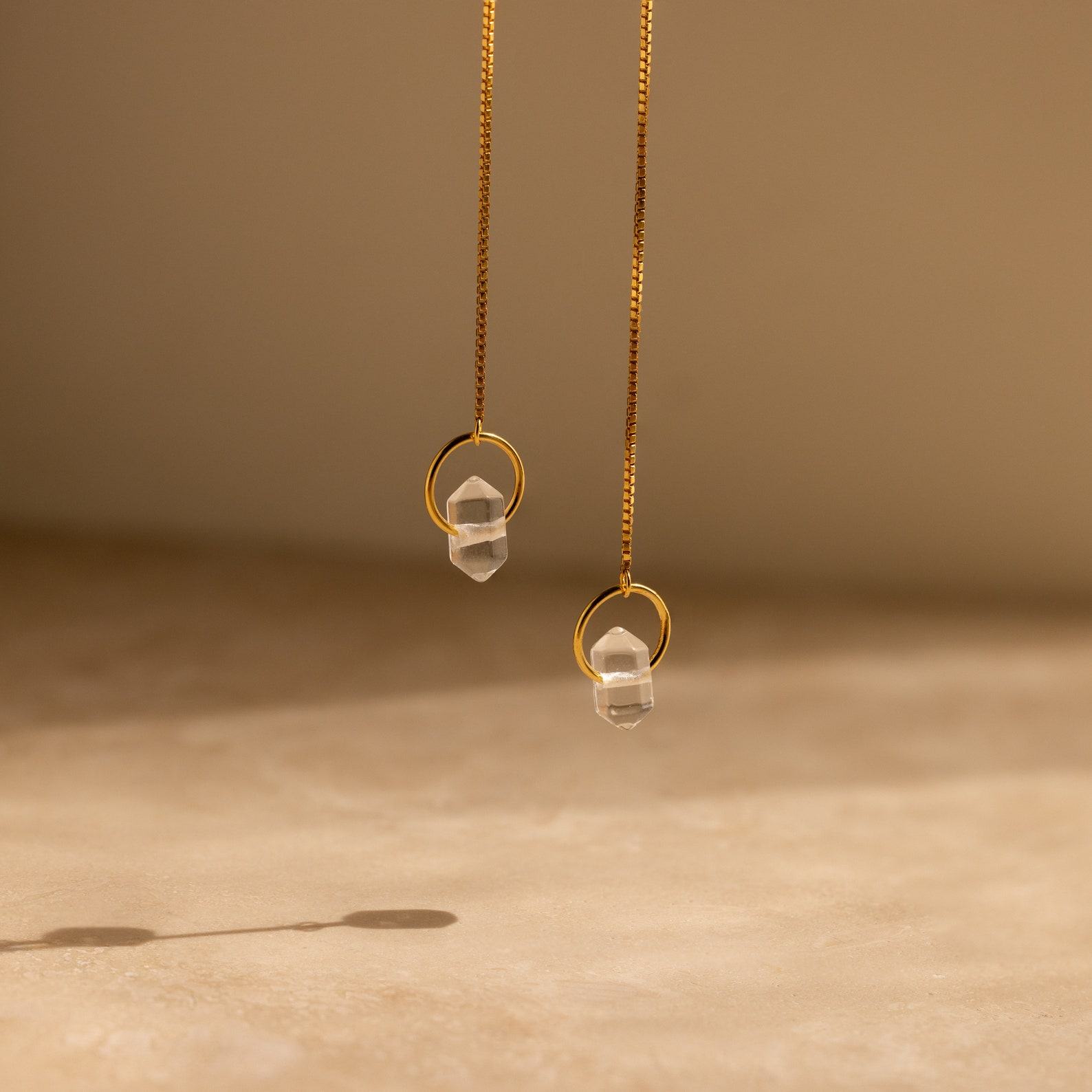 Sparkling Herkimer Diamond Threader Earrings Minimalist Elegance for Every Occasion