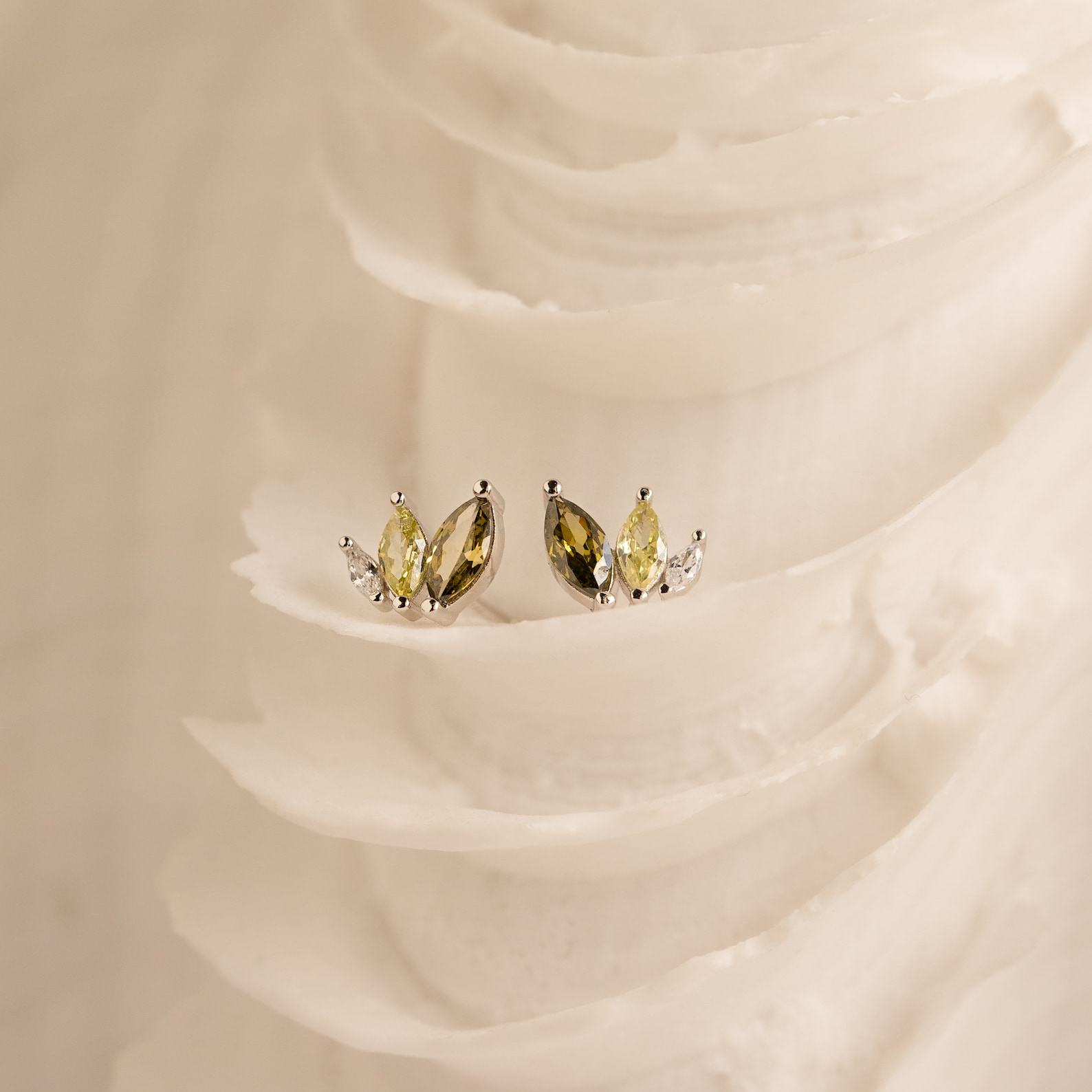 Sparkling Peridot Leaf Studs Embrace the Essence of Summer with Marquise Gemstone Jewelry