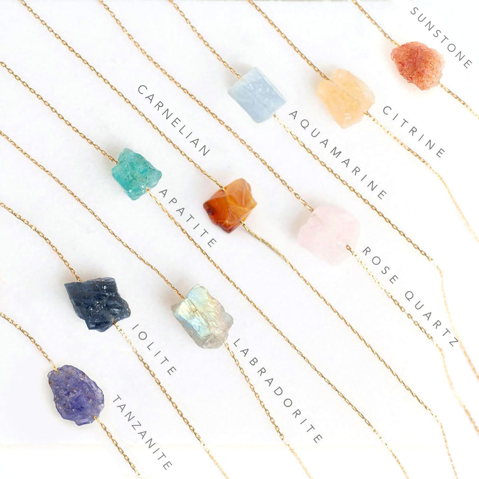 Sparkling Summer Hues Embrace the Energy of Raw Crystal Necklaces
