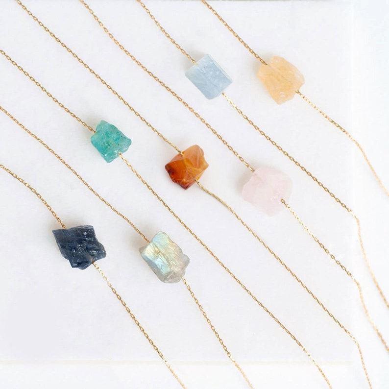 Sparkling Summer Hues Embrace the Energy of Raw Crystal Necklaces