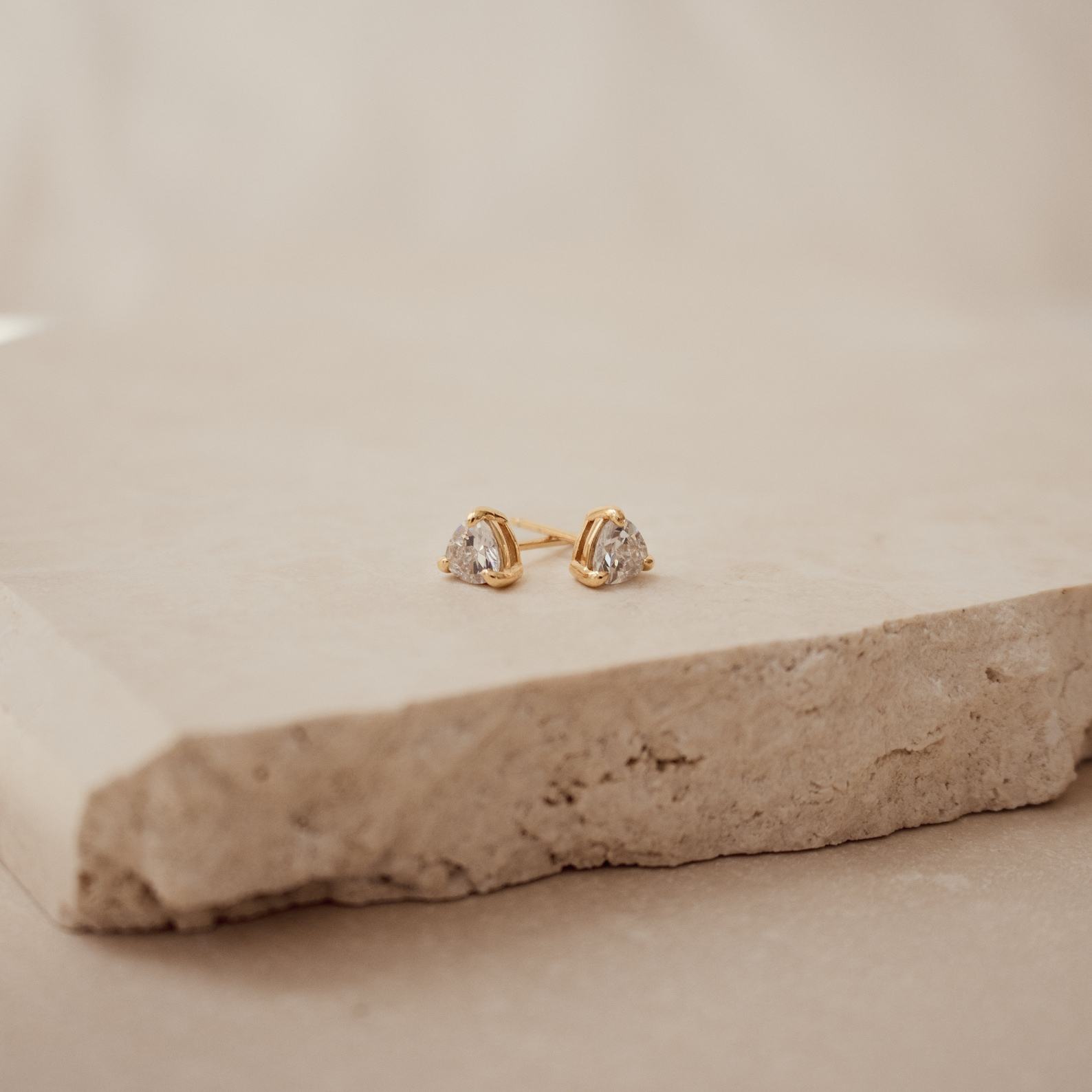 Sparkling Trillion Cut Diamond Stud Earrings Minimalist Elegance for Everyday Glamour