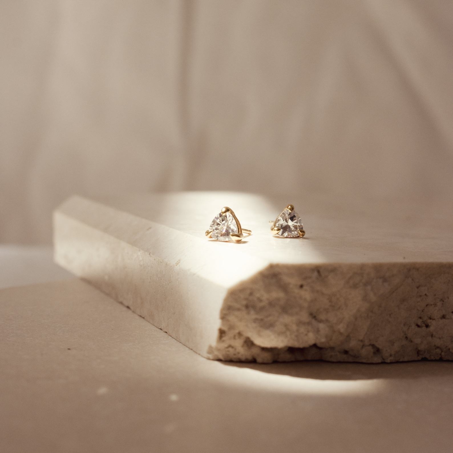 Sparkling Trillion Cut Diamond Stud Earrings Minimalist Elegance for Everyday Glamour