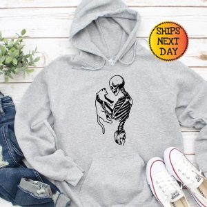 Spooky and Purrfect Skeleton and Cat Hoodie for Cat Lovers