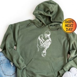 Spooky and Purrfect Skeleton and Cat Hoodie for Cat Lovers