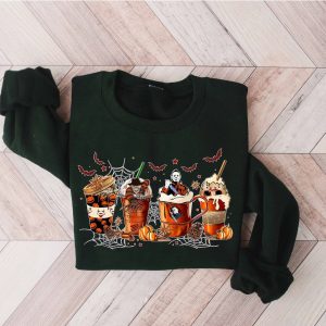 Spooky Sips Skeleton Coffee Cups Sweatshirt for the Bone-Chilling Coffee Lover