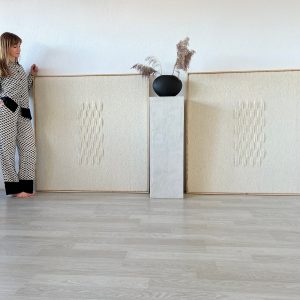 Square Framed Woven Wall Hanging  Minimalist Boho Tapestry – Japandi Wool Art Decor