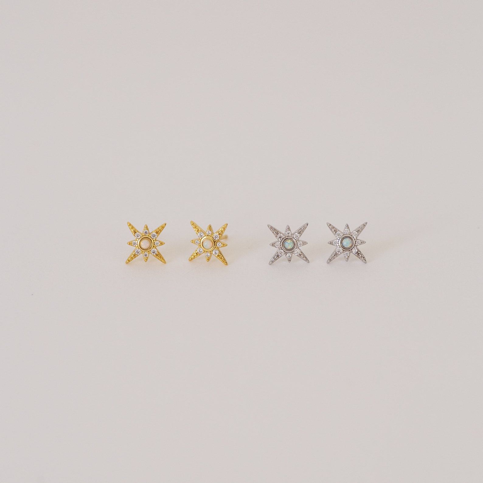 Starburst Stud Earrings Minimalist Opal Statement Jewelry for Her (ER269)