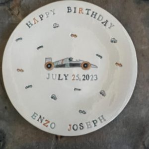 Starry Daisy Plate A Personalized Ceramic Keepsake for Birthdays and Newborns