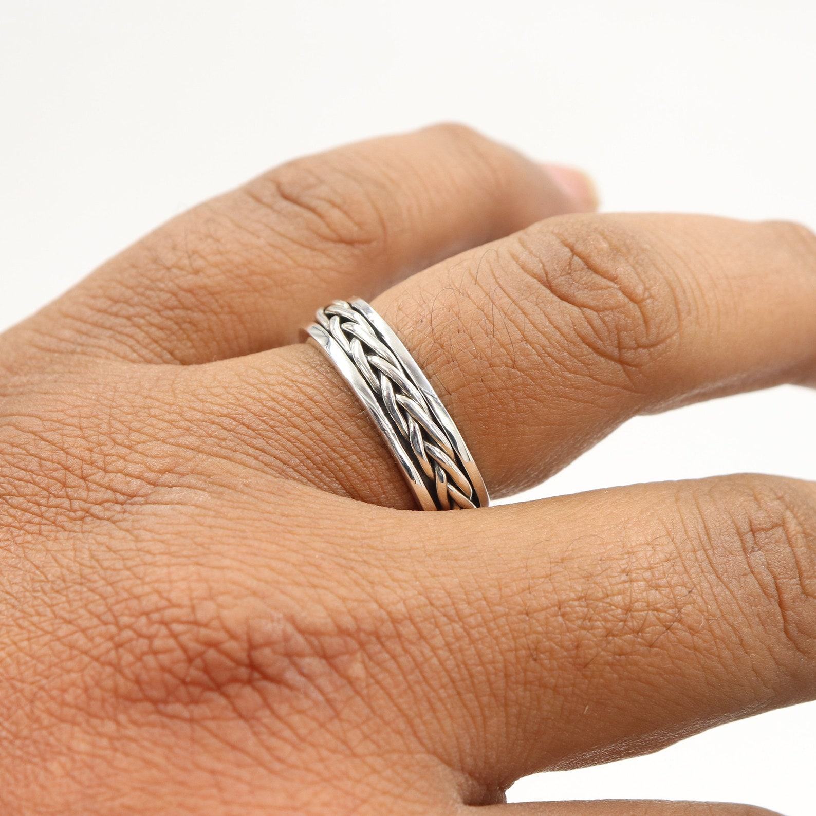 Sterling Silver Fidget Ring Anxiety Relief, Meditation, and Style