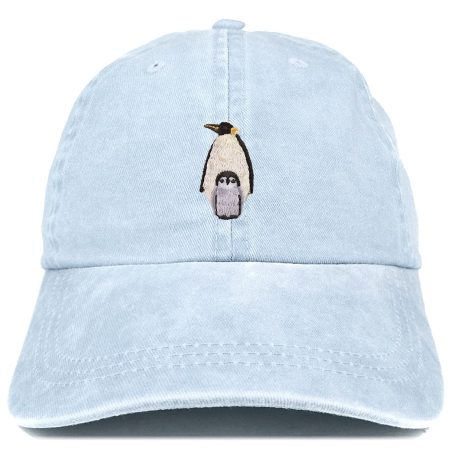 Stitchfy Penguin Patch Pigment Dyed Washed Baseball Cap Embroidered Charm for Your Head