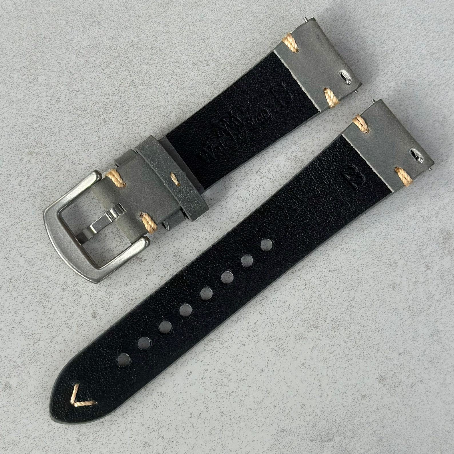 Stone Grey Vintage Full Grain Leather Watch Strap Elevate Your Timepiece with Timeless Style