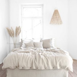 Stonewashed Linen Duvet Cover Natural Elegance with Coconut Buttons or Zipper