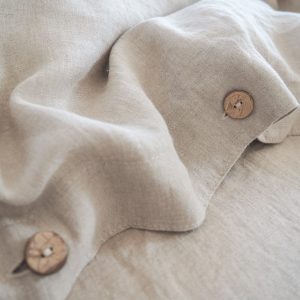 Stonewashed Linen Duvet Cover Natural Elegance with Coconut Buttons or Zipper