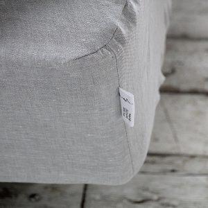Stonewashed Linen Fitted Sheet Indulge in the Comfort of Ash Pearl Melange