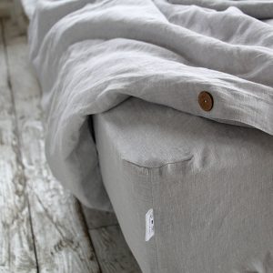 Stonewashed Linen Fitted Sheet Indulge in the Comfort of Ash Pearl Melange