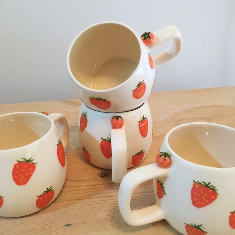 Strawberry Serenade A Ceramic Mug for Mom, Coffee Lovers, and Fruit Fanatics