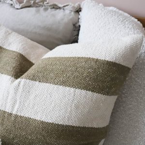 Striped Elegance India Olive Cushion in Two Sizes for Cozy Comfort