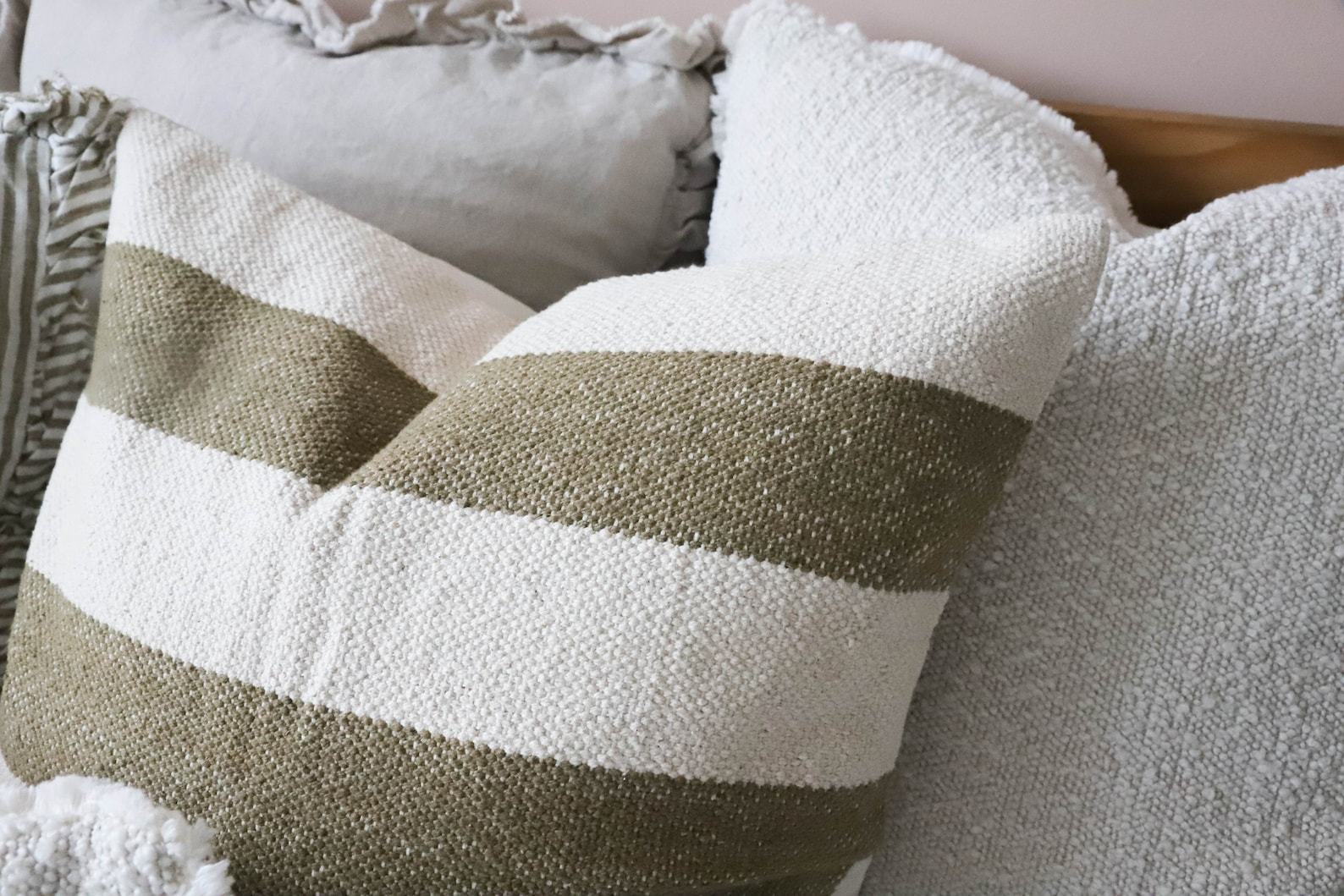 Striped Elegance India Olive Cushion in Two Sizes for Cozy Comfort - Image 3