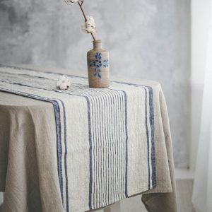 Striped Linen Table Runner Elevate Your Dining with French Elegance