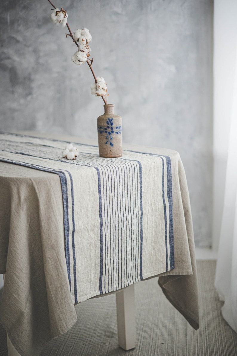 Striped Linen Table Runner Elevate Your Dining with French Elegance