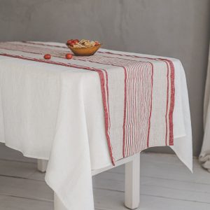 Striped Linen Table Runner Elevate Your Dining with French Elegance