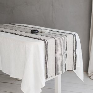 Striped Linen Table Runner Elevate Your Dining with French Elegance
