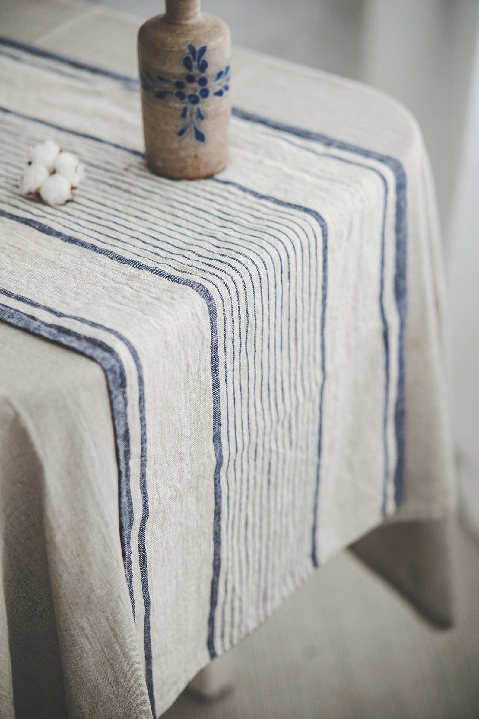 Striped Linen Table Runner Elevate Your Dining with French Elegance - Image 2